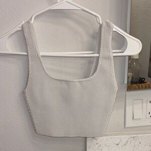 Aritzia Babaton Ribbed Crop Top - white